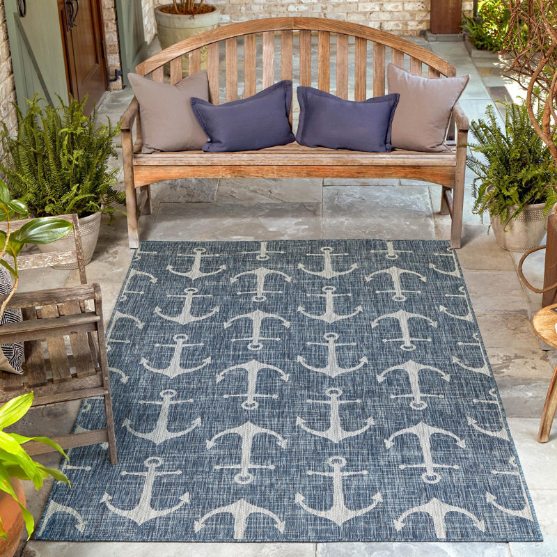 Outdoor Ayton Area Rug Sea Color, Rectangle 2' x 3'
