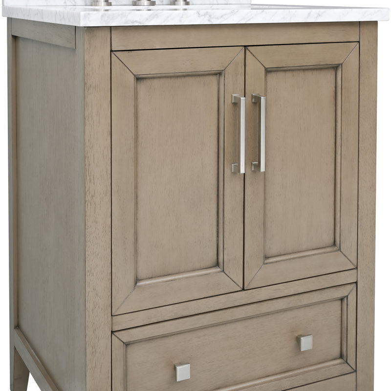 Everette 24'' W Single Bathroom Vanity Base, Gray Oak