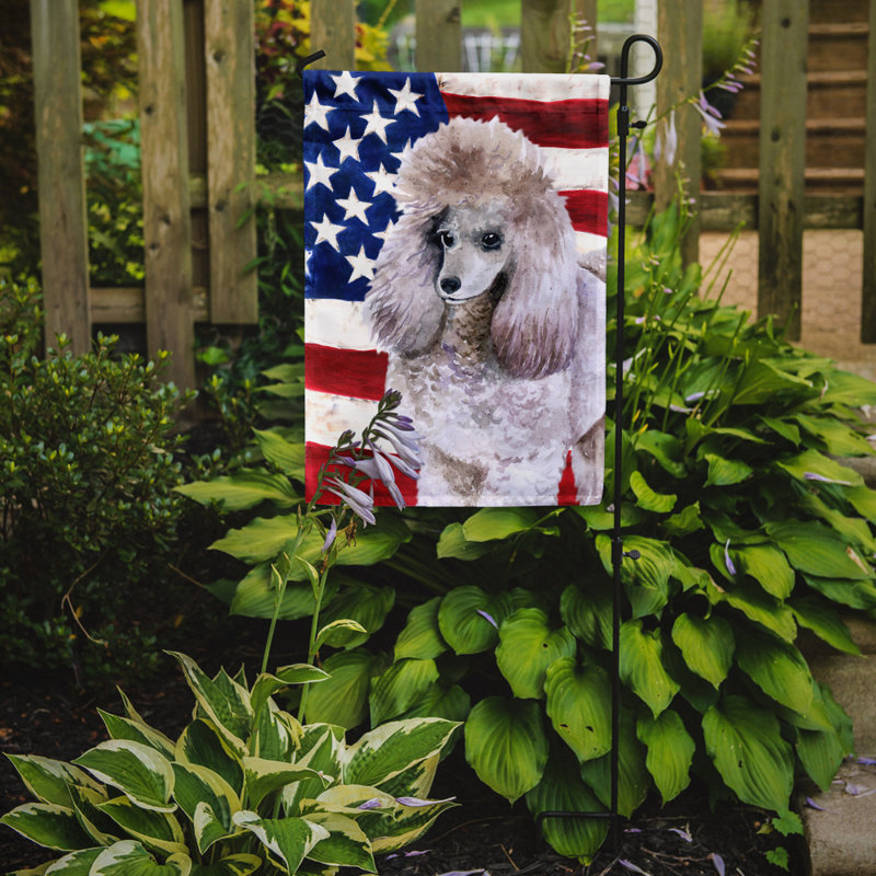 2 côtés en polyester de 2 côtés american drapeau de jardin, Caniche moyen blanc