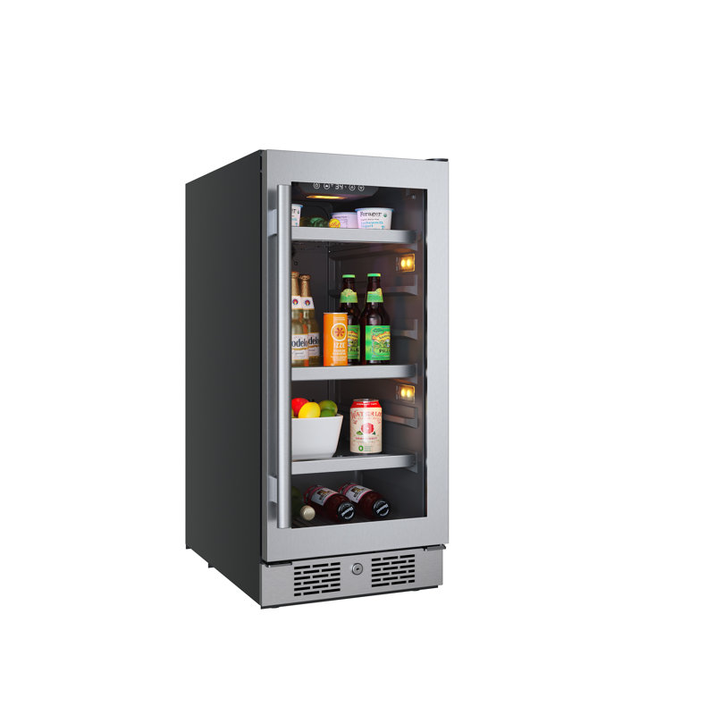 Stainless Steel 15'' Undercounter Beverage Cooler with Glass Door