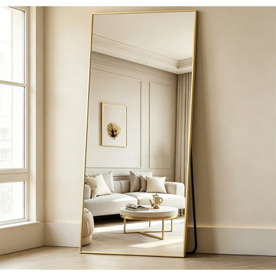 Miroir de plancher pleine grandeur, miroir de chambre double avec support, peut être incliné, suspendu ou suspendu horizontalement ou verticalement