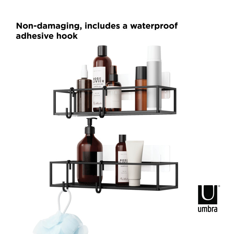 Black Iron Suction Mount Shower Caddy Set