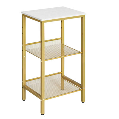 3-Tier Tall End Table with Adjustable Mesh Shelves
