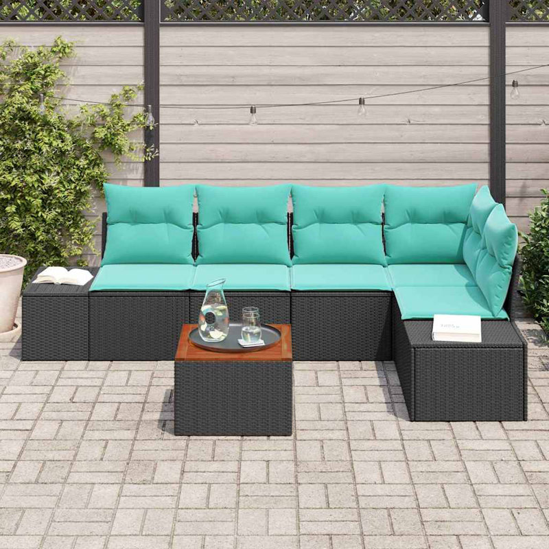 Ensemble de canapé de jardin avec coussin 6 pièces vidaXL, Coussin bleu / cadre noir