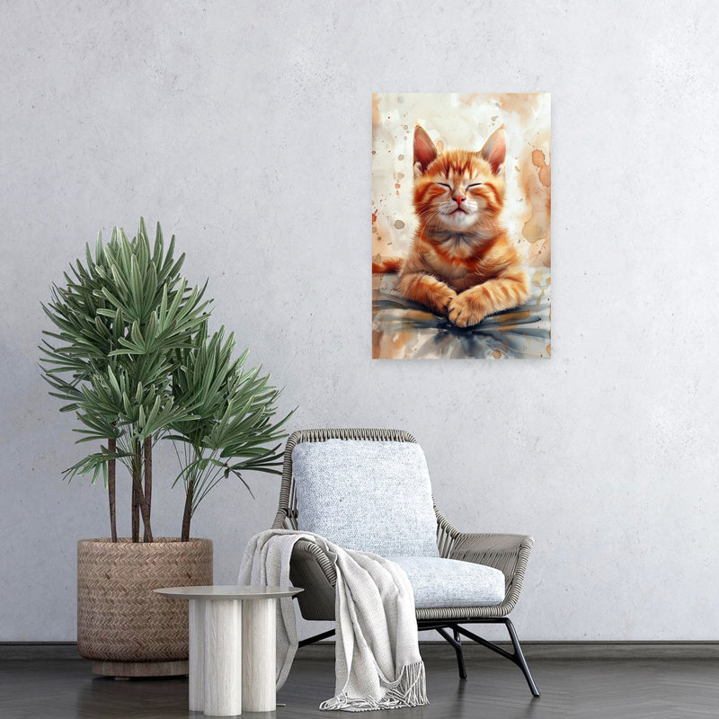 «Peaceful Orange Kitten Peaceful Serene», art mural contemporain, H 24 po x l 16 po