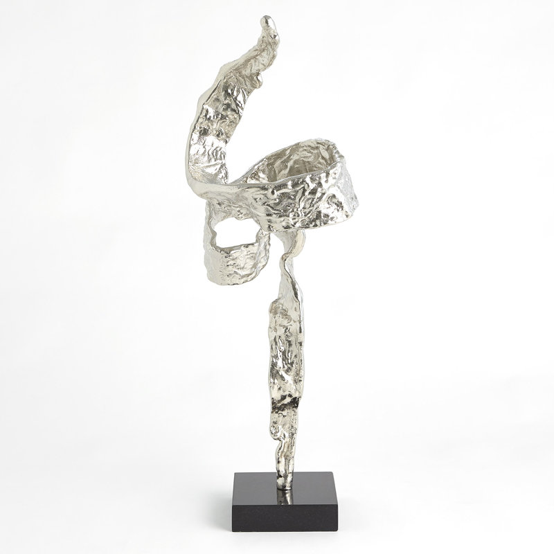 Elegant Nickel-Plated Twist Sculpture with Granite Base