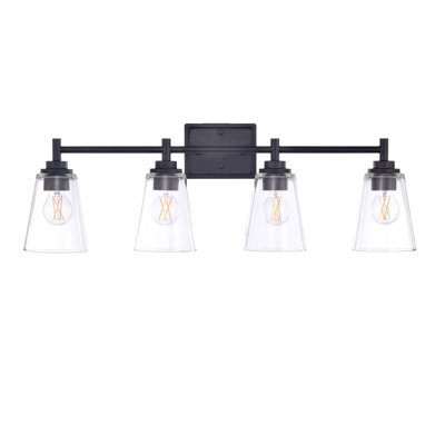 4-Light LED Clear Tapered Glass Vanity Light, Energy Star