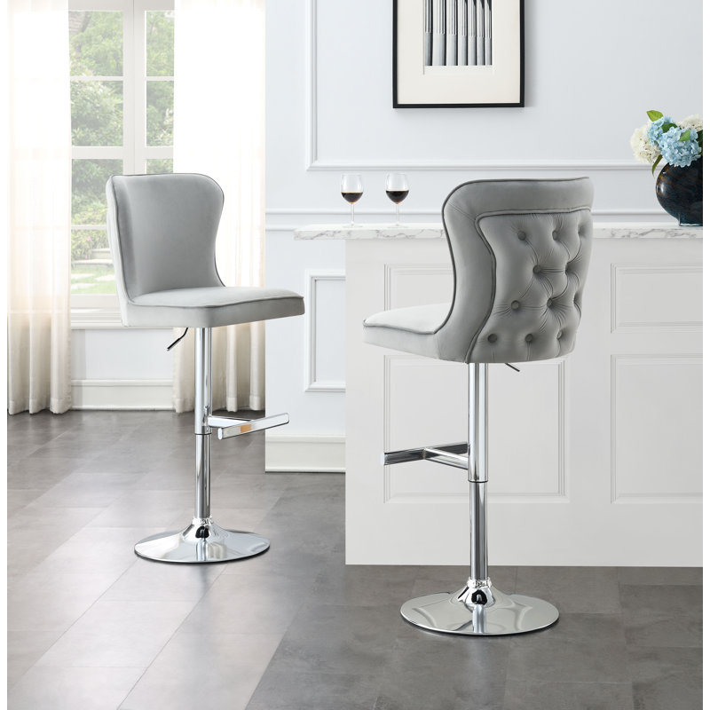 Tabouret de bar en velours, Gris
