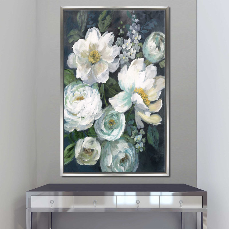 Nocturnal Radiance I par - Peinture, Cadre flottant argent, H 51,5 po x l 31,5 po x P 2 po