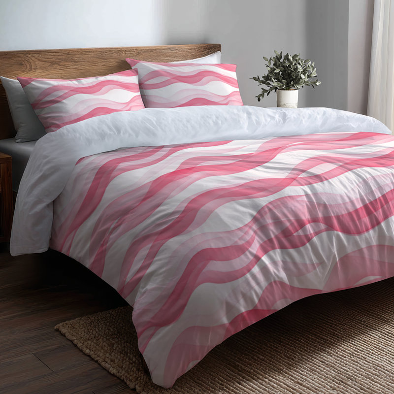 Blush Waves Bedding, Queen Comforter + 3 Additional Pieces