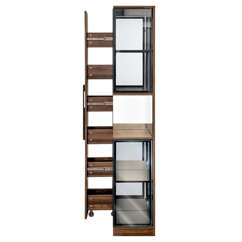 70 70 po Vitrine en bois avec porte en verre, 5 tablettes réglables, trois modes d'éclairage, idéal pour la décoration intérieure