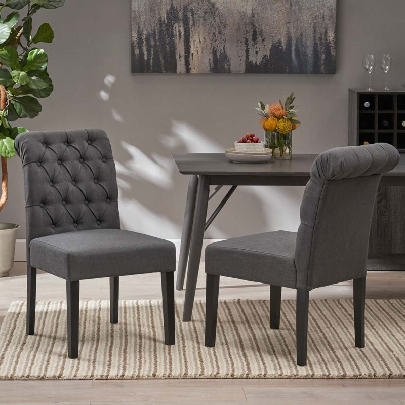 Chaise rembourrée touffetée, Noir