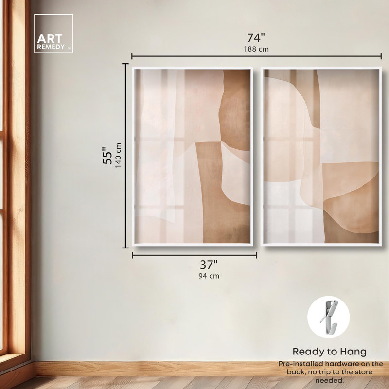 «Neutral Luxe Living Room», ensemble de 2 panneaux par Shadowbox , H 55 po x l 37 po, Blanc