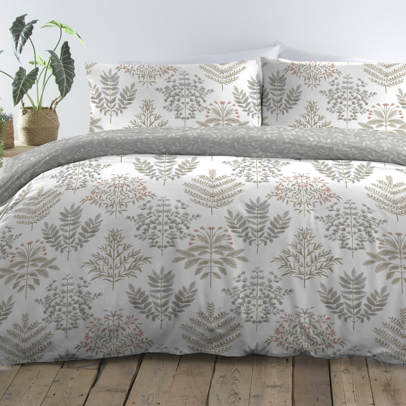 Emily Floral Duvet Cover Set with Pillowcases Included, Duck Egg, Super King Duvet Cover + 2 Standard Pillowcases