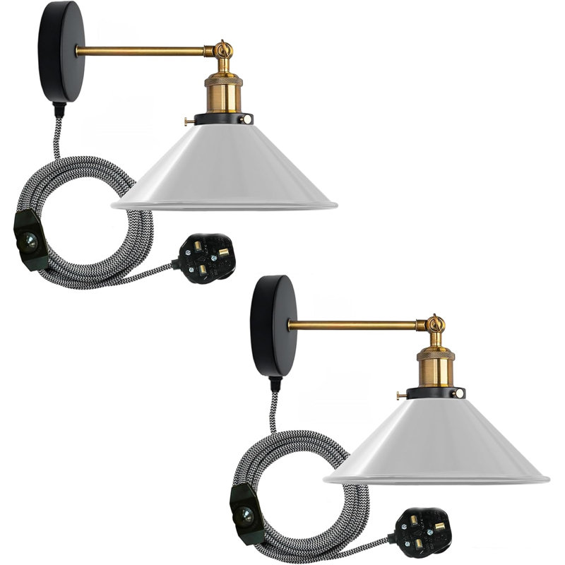 Plug-in Armed Sconce, White