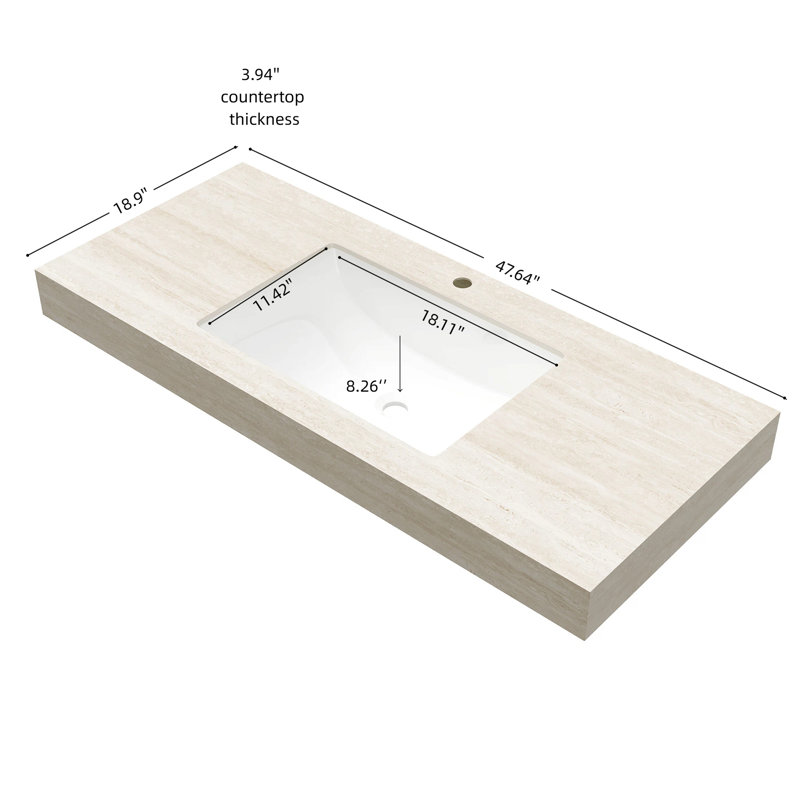 Sintered Stone Countertop and Undermount Ceramic Basin, Beige