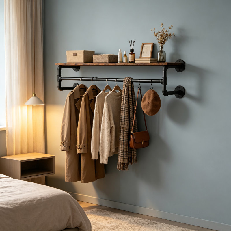 Rookwood 39.3'' Wall Mounted Clothes Rack, Brown