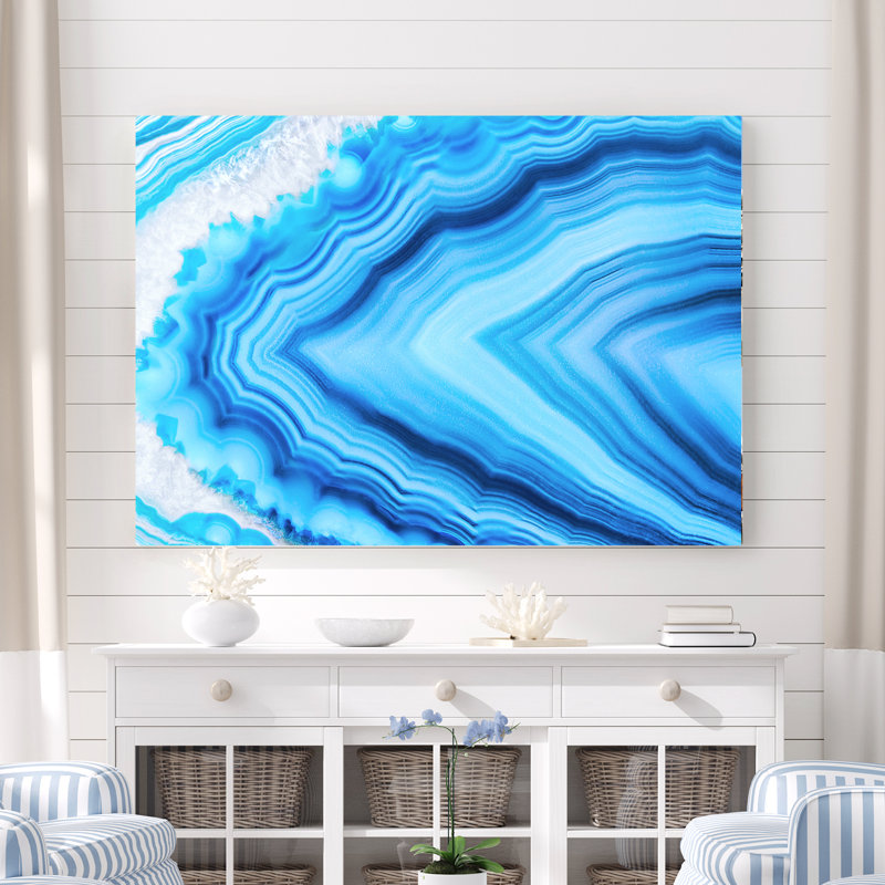 «Tonopah True Blue Agate Natural Stone (Part 2)», reproduction d'art sur toile tendue, H 26 po x l 50 po x P 1,5 po