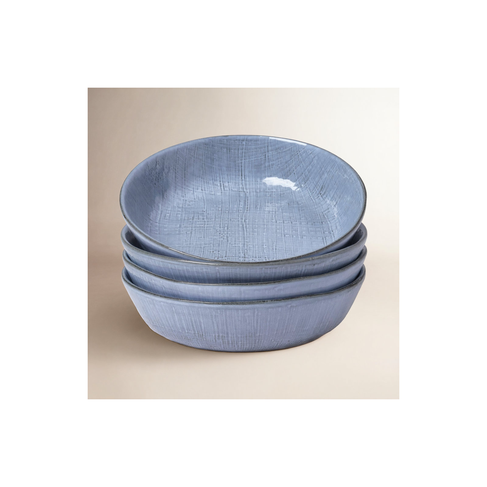 Esma Stoneware 32 Oz Large Pasta Bowl, Blue