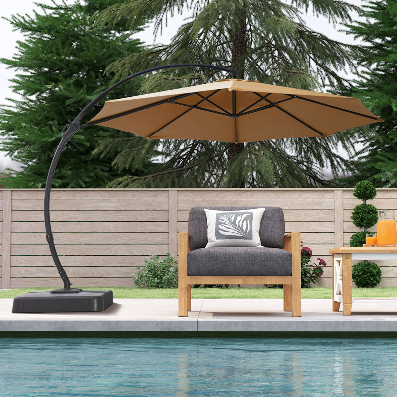 Parasol de patio décalé 10 pi avec base Yardgrace, rotation à 360 ° et inclinaison réglable, résistant aux rayons UV et à l'eau
