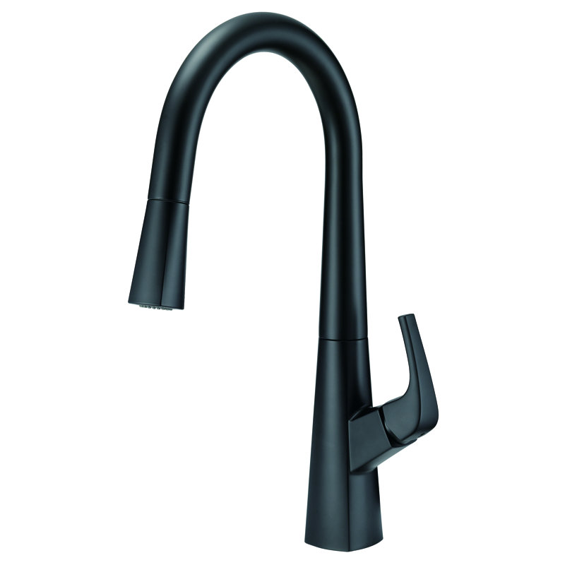 Robinet de cuisine à poignée simple Vaughn avec technologie d'ancrage magnétique DockForce®, Noir satiné