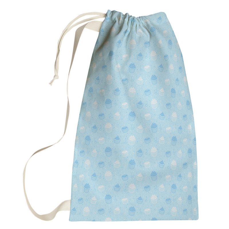 Sac à linge pastel petits gâteaux, Petit (H 64 po x l 20 po x P 1,5 po), Bleu / Blanc