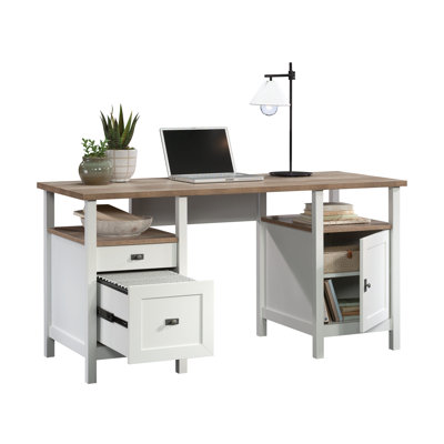 Engineered Wood Coastal Desk With Ample Storage, White