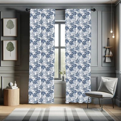 Floral Semi-Sheer Rod Pocket Curtain Panels