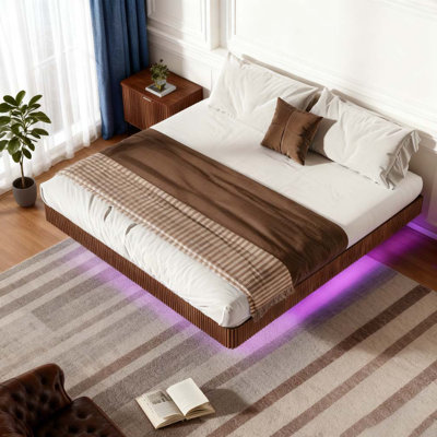 Grand cadre de lit flottant avec lumières DEL