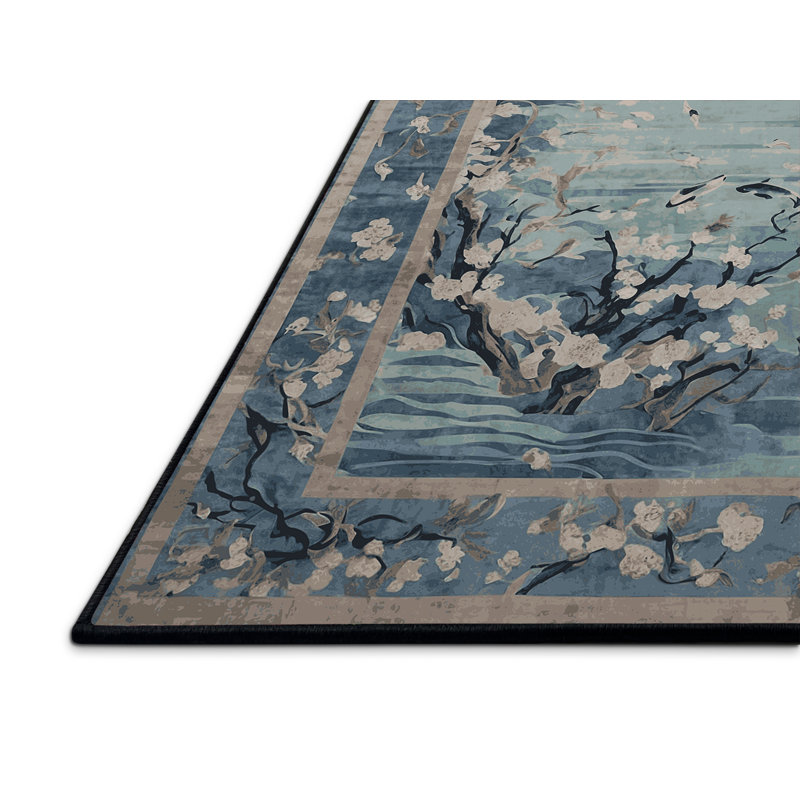 Tapis gris soyeux et moelleux, Rectangle 7 pi x 9 pi