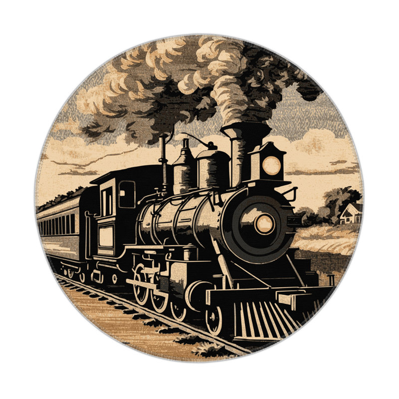 Tapis intérieur et extérieur noir Transport, Rond 5 pi
