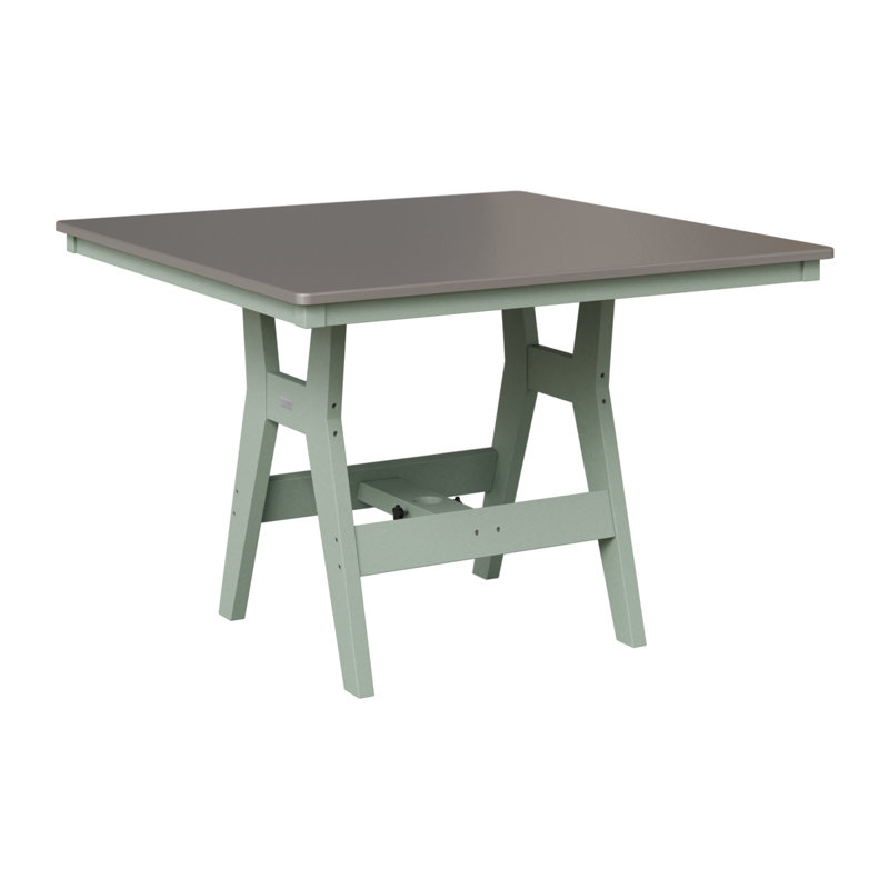 Berlin Gardens Harbour 44″ Square Bar Table, Hammered Top Stainless, 38.87" H x 44" W x 44" D, Seafoam