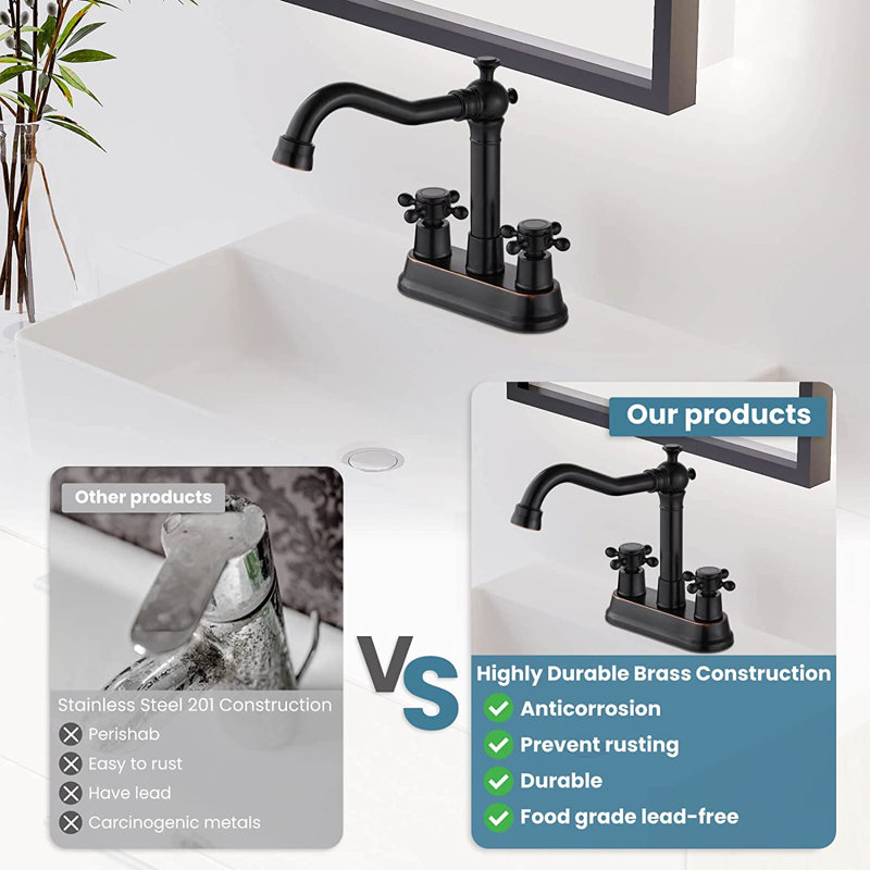 2-handle Bathroom Faucet, Oil Rubber Bronze
