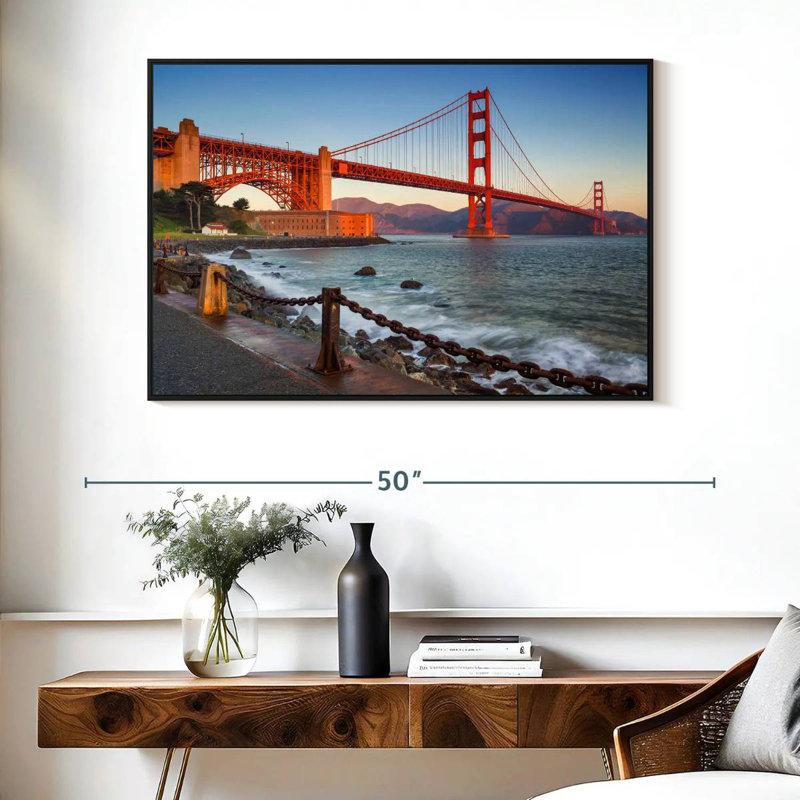 Golden Gate Bridge Waters, Cadre flottant noir, 40 po x 27 po