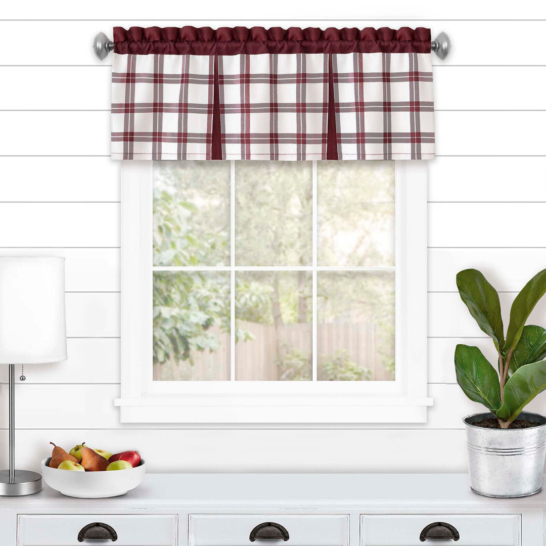 Plaid Tailored Kitchen Curtain Woven Trends 