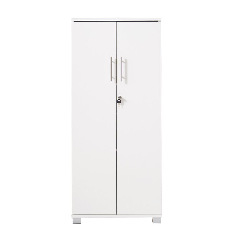 Fonte Storage Cabinet with Lock, 2 Door 2 Shelf Storage Cupboard File Cabinet, White
