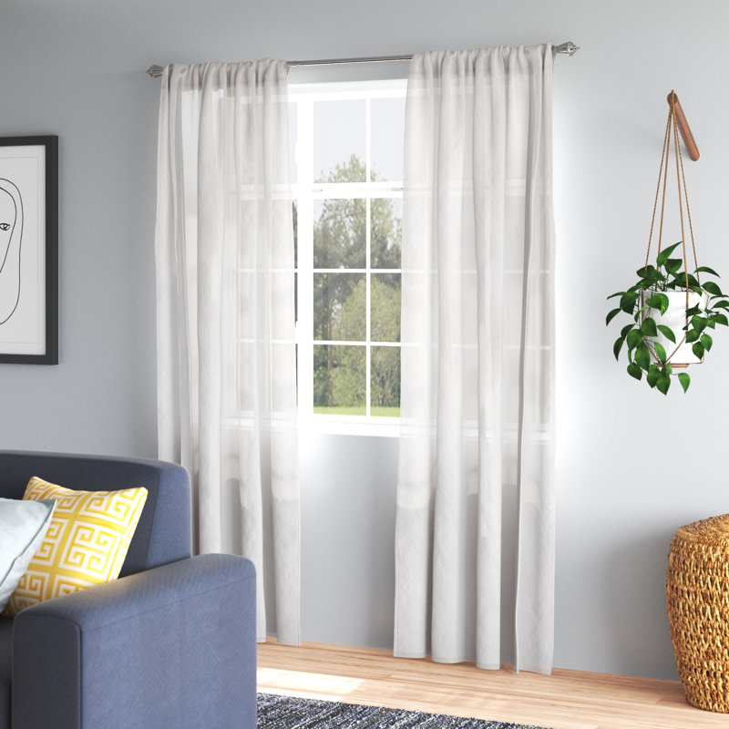 Linen Sheer Curtain Single Panel, 54" W x 108" L, Slate Grey