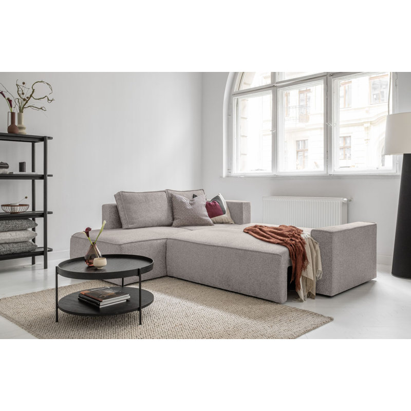 Brave Dave 6 Seater Corner Sofa Bed Chenille, Salt/Pepper