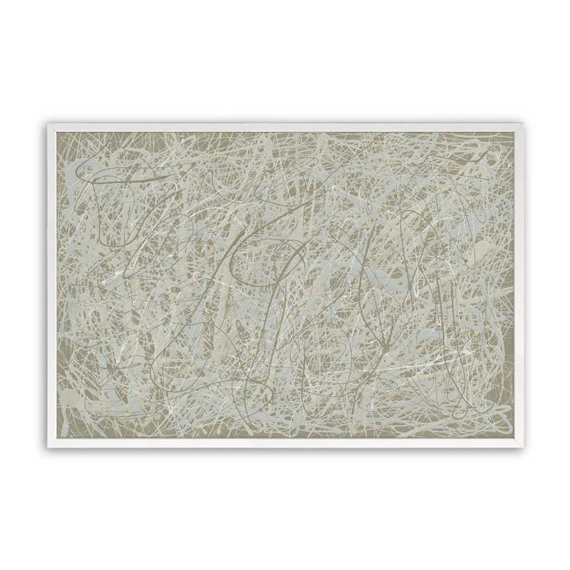 Impression abstraite tempête de sable, H 13 po x l 17 po, Cadre ouvert à coins ouverts, blanc opaque