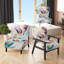Fauteuil rembourré moderne bleu, or et mauve à vagues abstraites IV