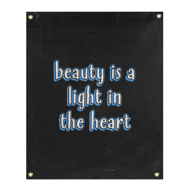 Tapisserie tableau noir en polyester citation beauté, H 36 po x l 26 po, Bleu