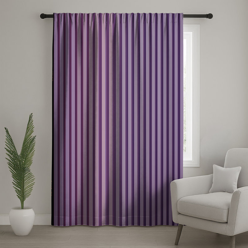 Rideaux à rayures verticales mauves, voilages et voilages à rayures - 1 panneau, 50" x 92" - 1 Panel, Blockout