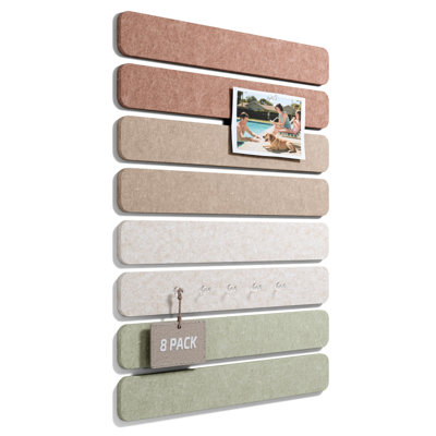 Cork Board Alternative Felt Strip Board,Office Pin Board With 50 Push Pins, Adhesive Install For Bedroom Door & Home Office (Boho/8-Pack)