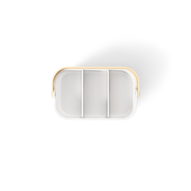 White and Natural Stackable Plastic Organizer Bin with Handle