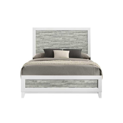 Modern/Contemporary Style Queen Panel Bed 1pc Gray & White Finish Wooden Bedroom Furniture Headboard Footboard