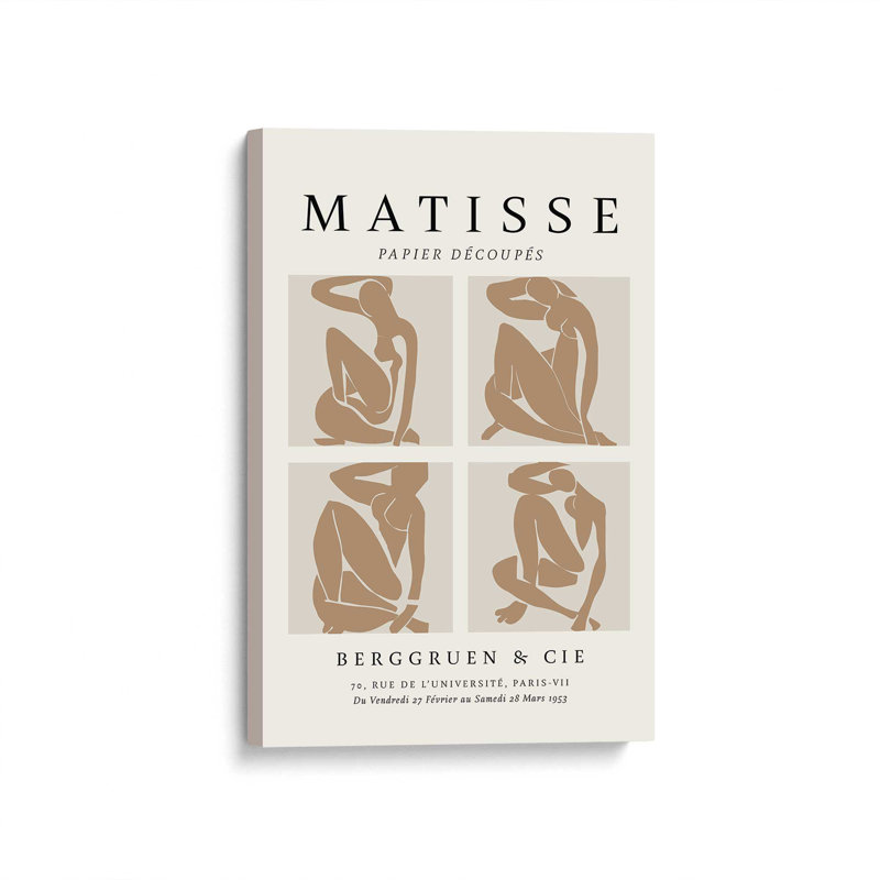 Nus Brun Matisse, affiche d'art, Toile tendue, H 36 po x l 24 po x P 1,25 po