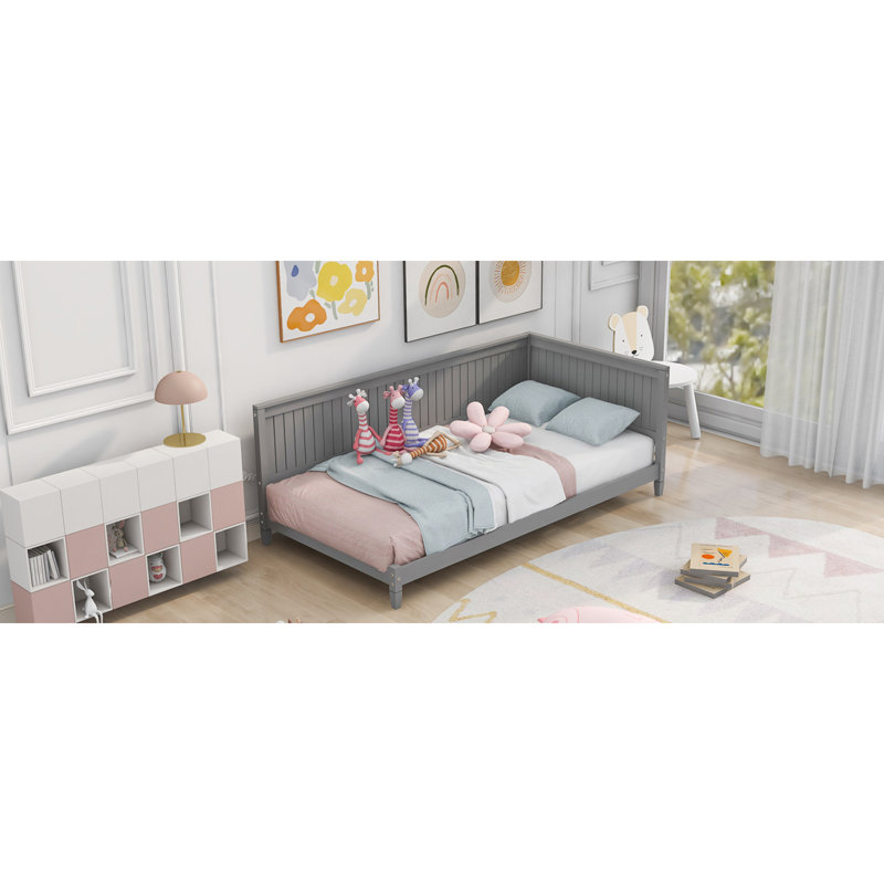 Twin Size Wood Daybed/Sofa Bed, Gray, Gray, Super Single