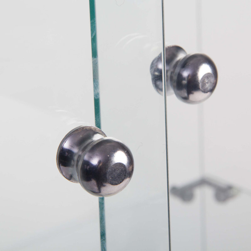Vitrine en verre 2 couches avec 2 portes, vitrines, comptoir vitrine vitrée avec serrure, verre trempé avec base en panneau de fibres à densité moyenne