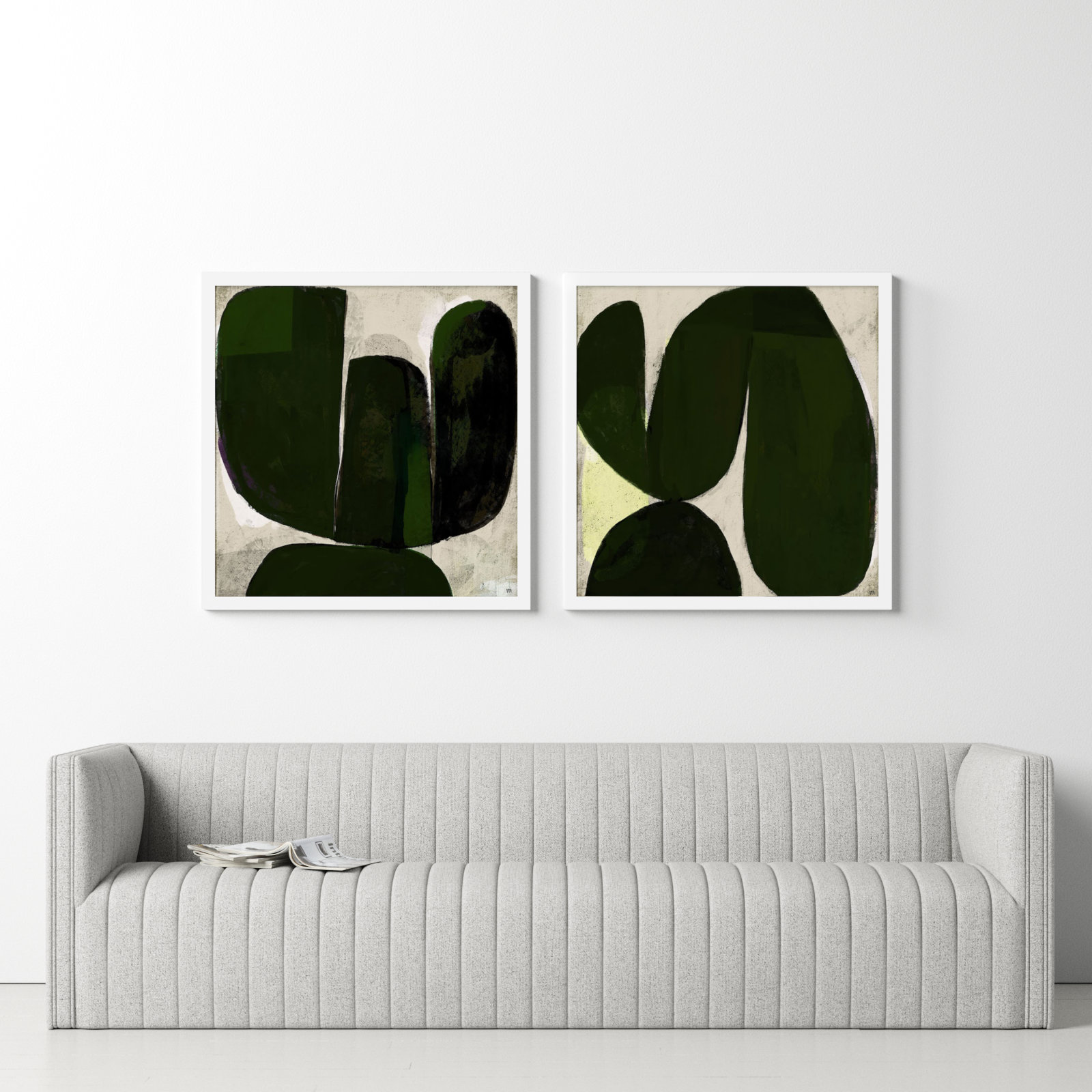 Succulent Set Of 2 by StudioM, White, 36" H x 36" W x 1.25" D