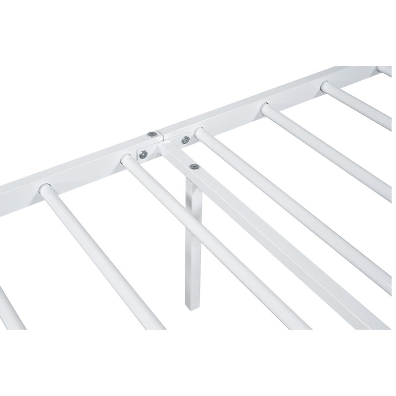 Contemporary Full Size Metal Bed, White Color, Mattress Ready For Bedroom Expression Bed With Style,